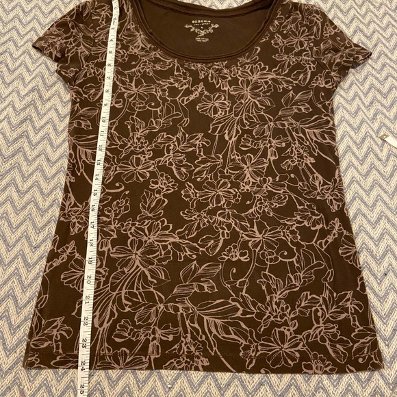 Sonoma Brown Floral Short Sleeve T-Shirt – Size Small | 100% Cotton - Picture 3 of 5
